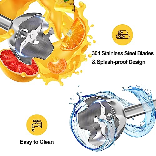 Blackcow Immersion Hand Blender,500W 5-in-1 Hand Blender Electric 12-Speed with Turbo Mode,Handheld Blender Stick with 304 Stainless Steel Blades for Soup, Smoothie, Puree, Baby Food - Image 5