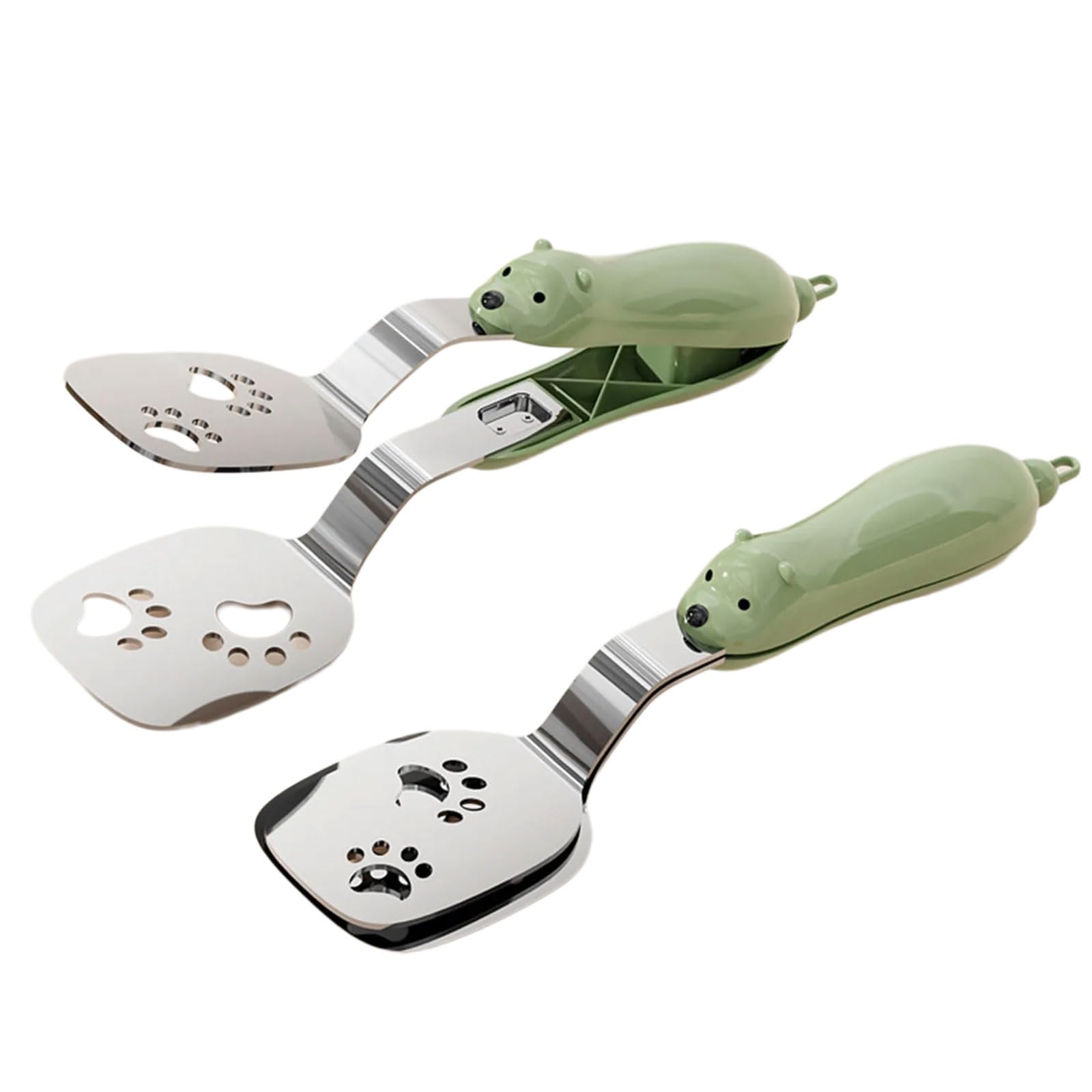 Tsophreniq 304 Stainless Steel Double Head Food Spatula and Tongs Combo for Flipping Fish Steak Eggs Pancakes Ergonomic Fish Flipping Spatula