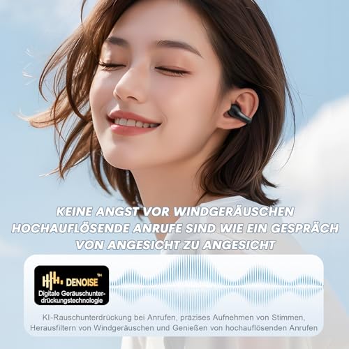 Open Ear Kopfhörer kabellos Bluetooth Sport Clip on Wireless Ohrclip Ohrclip-Bluetooth-Headset Air Bone Conduction Headphones Earphones Luftleitung Knochenschall Kopfhörer für Joggen Laufen Radfahren