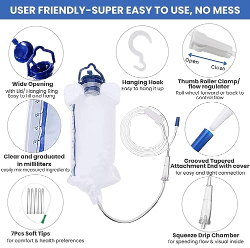 Image of Enema Kit Anal Douche Bag 7Pcs Enema Nozzle Colon Intestinal Tube for Water Organic Coffee Colon Cleansing, Enema Bag Cleaning Kit Enema Tips Anal Anus Cleaner Rinser Irrigator