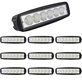 Willpower 10PCS 6 inch 18W Flood LED Work Light Bar Lamp off Road High Power ATV Jeep 4x4 Tractor off Road Light Fog Driving Bar Cree Truck SUV Car IP67 Waterproof Dustproof Shockproof 12V-24V