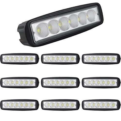 Willpower 10 PCS 6 inch 18W Flood LED Work Light Bar Lamp Off Road High Power ATV 4x4 Tractor Off Road Light Fog Driving Bar Truck SUV Car IP67 Waterproof Dustproof Shockproof DC 12V-24V