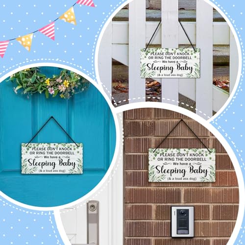 Image of Putuo Decor Sleeping Door Sign for Front Door PVC Shhh Sleeping Hanging Sign Do Not Knock Or Ring Doorbell Sign No Soliciting Sign for House Room Nursery Kindergarten Decor