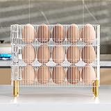 Bemodst Eierbehälter für Kühlschrank, Vergoldeter Hoher Bügel Küchenfrischhaltebox, Eieraufbewahrungsdisplay für 30 Eier, Sturzfeste und Temperaturbeständige Eierablage (Transparent)