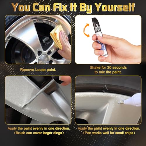 Tocupoin TOCH001 Silver Rim Touch Up Paint, Efficient 2-In-1 Car Wheel Touch Up Paint Pen thumb #5