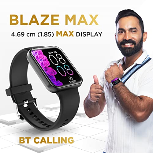 Image of GIZMORE Gizfit Blaze Max 1.85 inch IPS Display with 240 x 280 px | 450 NITS Brightness BT Calling Edge to Edge Display, Voice Assistance, Bluetooth Smartwatch (Black)