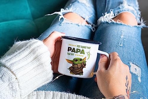 Das MIMIMI stark in dir ist auf den Sack gehen Emaille-Tasse Tasse Sprüchetasse Spaßtasse Geschenkidee Geschenketasse Kindertasse Kindergeschenk (weiß Emaille) (Papas Tasse)