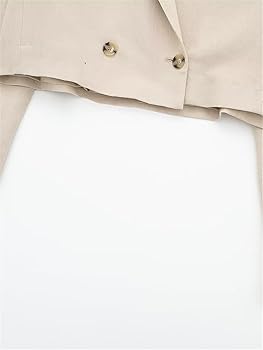 Women Double Breasted Cropped Blazer Vintage Notched Neck