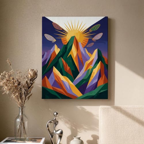 Lienzo abstracto de amanecer para decorar tu sala de estar moderna 2