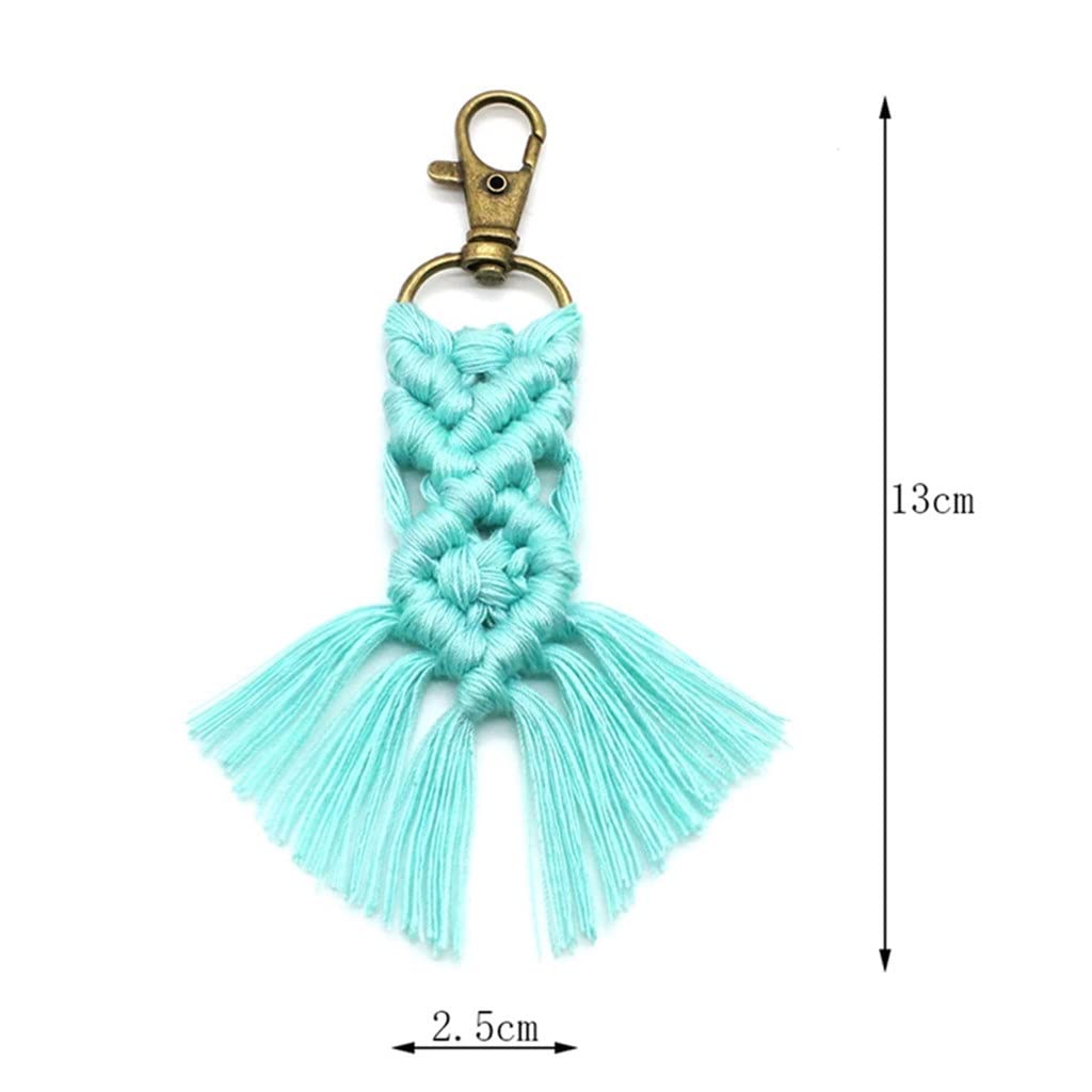 WASHLA 11 Stück Mini-Makramee-Schlüsselanhänger, Boho-gewebter Schlüsselanhänger mit Quasten für Autoschlüssel, Taschenanhänger, Geldbörsenanhänger (Farbe: A, Größe: Einheitsgröße) (A Ei