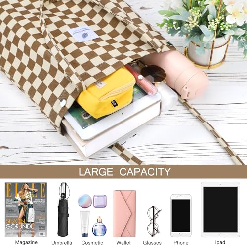 Image of Ayieyill Corduroy Tote Bag for Women Canvas Shoulder Cord Purse with Inner Pocket