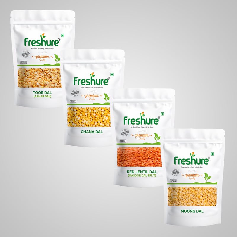 Freshure Gram Combo - Arhar Dal,Moong Dal,Masoor Dal,Chana dal | Rich in Protein | No Cholesterol | No Additives |100% Unpolished Dal (4x250Gm)-image-47