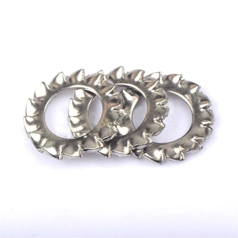 M2.5 M3 M4 M5 M6 M8 M10 M12 M14-M16 DIN6798A 304 Stainless Steel External Toothed Serrated Lock Washer Gasket(M5 50PCS)