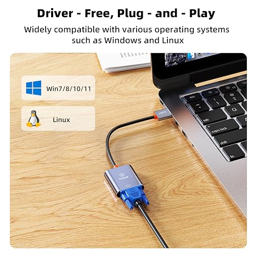 Convertisseur HDMI vers VGA avec connecteur plaqué or pour moniteur et projecteur Full HD - 4