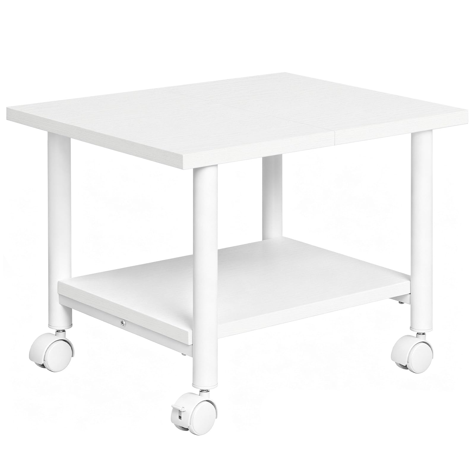 HOOBRO Druckertisch, Druckerwagen mit arretierbaren Rädern Druckerständer rollbar mit 2 Ebenen, Druckerhalter Industrie-Design, Rollcontainer, für Büro, Fax, Weiß