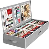 Simple Houseware Wrapping Paper Organizer - Under Bed Storage for 25-40 Rolls Gift Wrapping Paper, Gift Bags, Ribbons, 41.5''L x 16''W, Gray