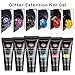 MEET ACROSS 6 Colors Poly Nail Gel Set Poly Nail Extension Gel Colors Tubes Kit Glitter Red Blue Purple Black Yellow All Seasons Manicure Salon at Home