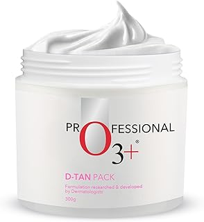 O3+ D-TAN Professional Face Pack for Instant Tan Removal & Glowing Skin with Lactic Acid, Pea Extract & Mint Extract - Ideal for All Skin Types (300g) | Detan Pack for Tan Removal for Face and Body