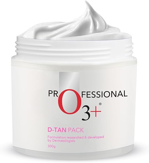 O3+ D-TAN Professional Face Pack for Instant Tan Removal & Glowing Skin with Lactic Acid, Pea Extract & Mint Extract - Ide...