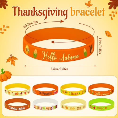 Image of JUNEBRUSHS 64pcs Thanksgiving Party Favors Fall Silicone Bracelets