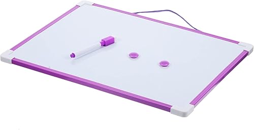 Tofficu Juego de pizarra magnética de borrado en seco de doble cara borrable con marcadores e imanes para el hogar, oficina, escuela, color morado