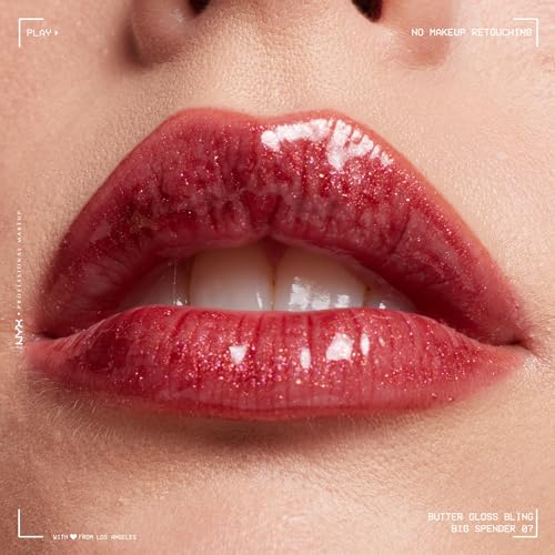 NYX PROFESSIONAL MAKEUP, Butter Gloss Bling Lip Gloss, Non- Sticky Lip Gloss, High Shine, Universally Flattering, 8 mL - Big $pender (Shimmery Pink Red) - Image 5