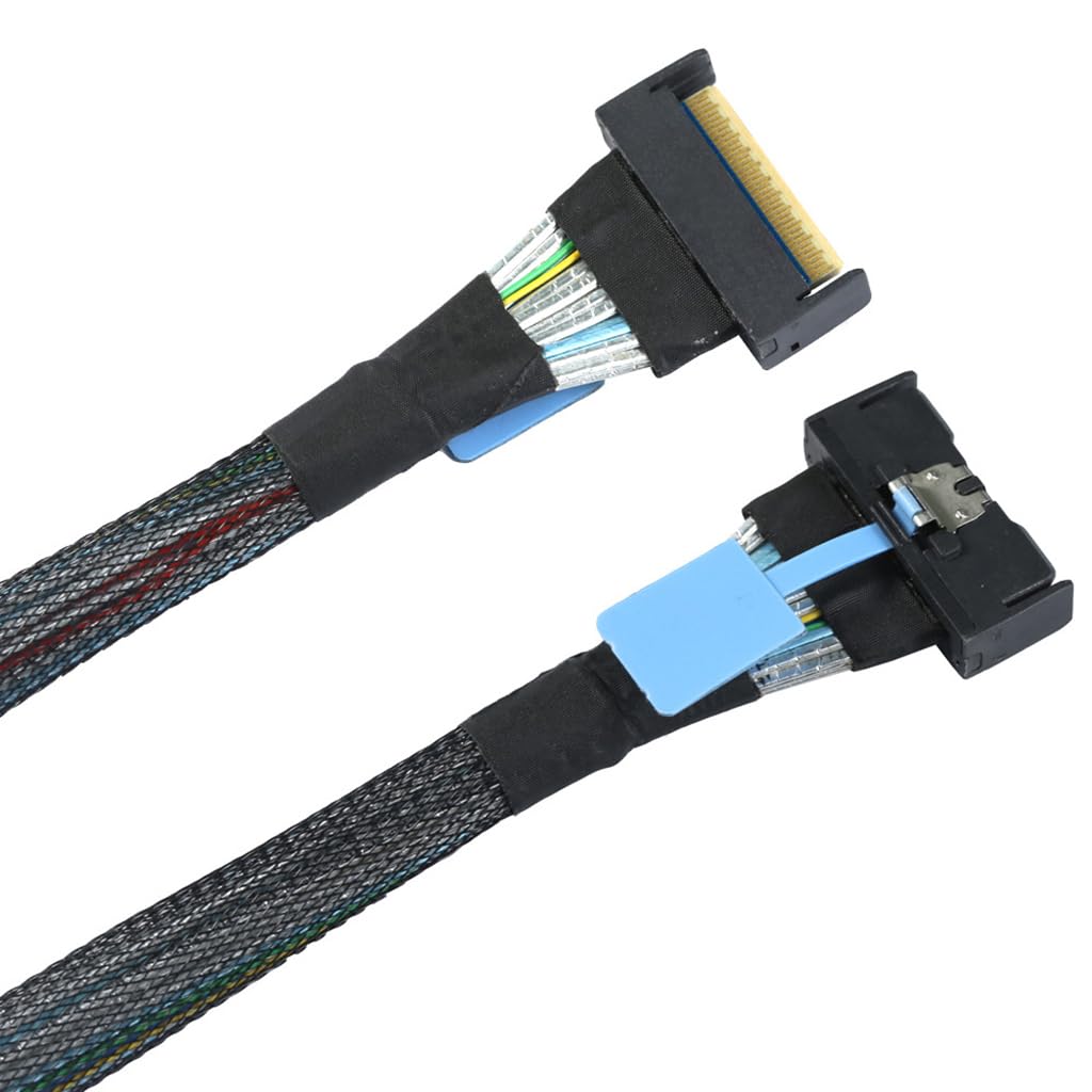 JMT Slimline SAS MCIO SFF-8654 8I 5.0 74P PCIE to MCIO 8654 Connection Cable High-Speed (50cm)
