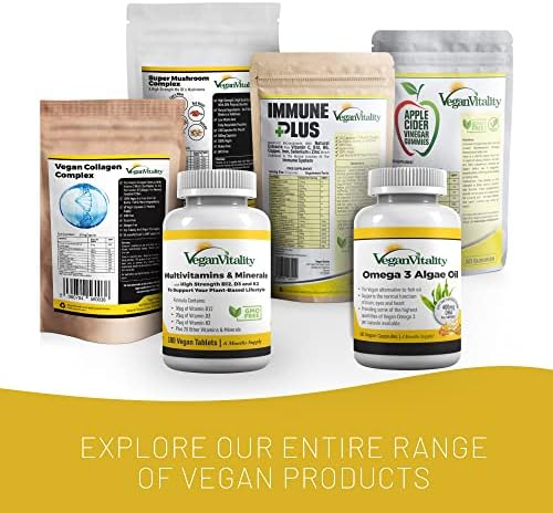 Vegan Collagen Supplement For Skin, Hair, Nails, Joints & Bones with Biotin, Lysine, Bamboo Silica, Zinc, Vitamin C, E & A. 2 Months Supply. Collagen For Vegans and Vegetarians