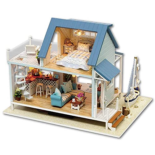 Puppenhaus Spielzeug Miniatur Puppenhaus Kit 3D Puzzles Holz Miniatur Puppenhaus DIY Kit Licht Legende der Blue Sea…