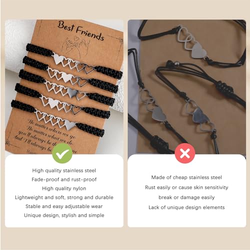 Ornaland 2/3/4/5 Pcs Friendship Bracelet Best Friend Bracelets Bff Matching Heart Bracelet Braided Bracelet Best Friend Friendship Gifts for Women Friends Girls Teen3