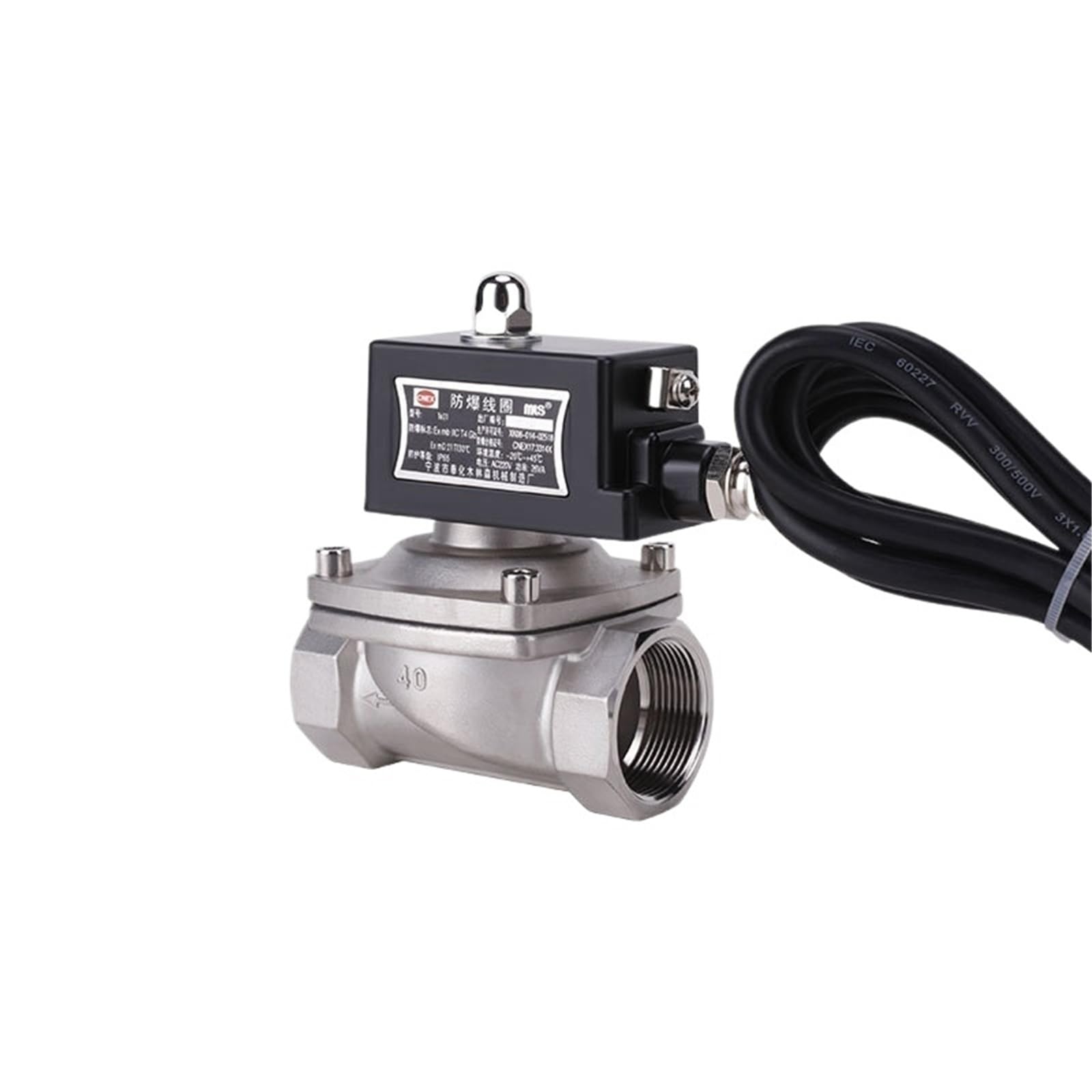 Électrovanne gaz DN32 contre fuite gaz naturel inox 220V AC