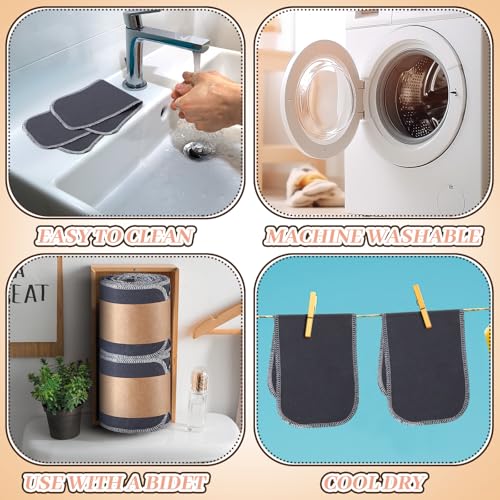 Image of FuWeave 30 Pack Reusable Toilet Paper No Tear Bidet Towels, Gray | Washable 11.8 inch x 4.3 inch Cotton Flannel Family Cloth Wipes with Snaps, Paperless Roll for Bathroom, Travel, Cleaning and Drying
