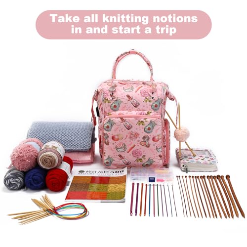 Image of crochet bag,knitting bagBackpack and Tote Bag Storage Bag ,Large capacityYarn Storage Organizer Travel Crochet Bag Women Carrying Crochet Accessories Knitting Needles Crochet