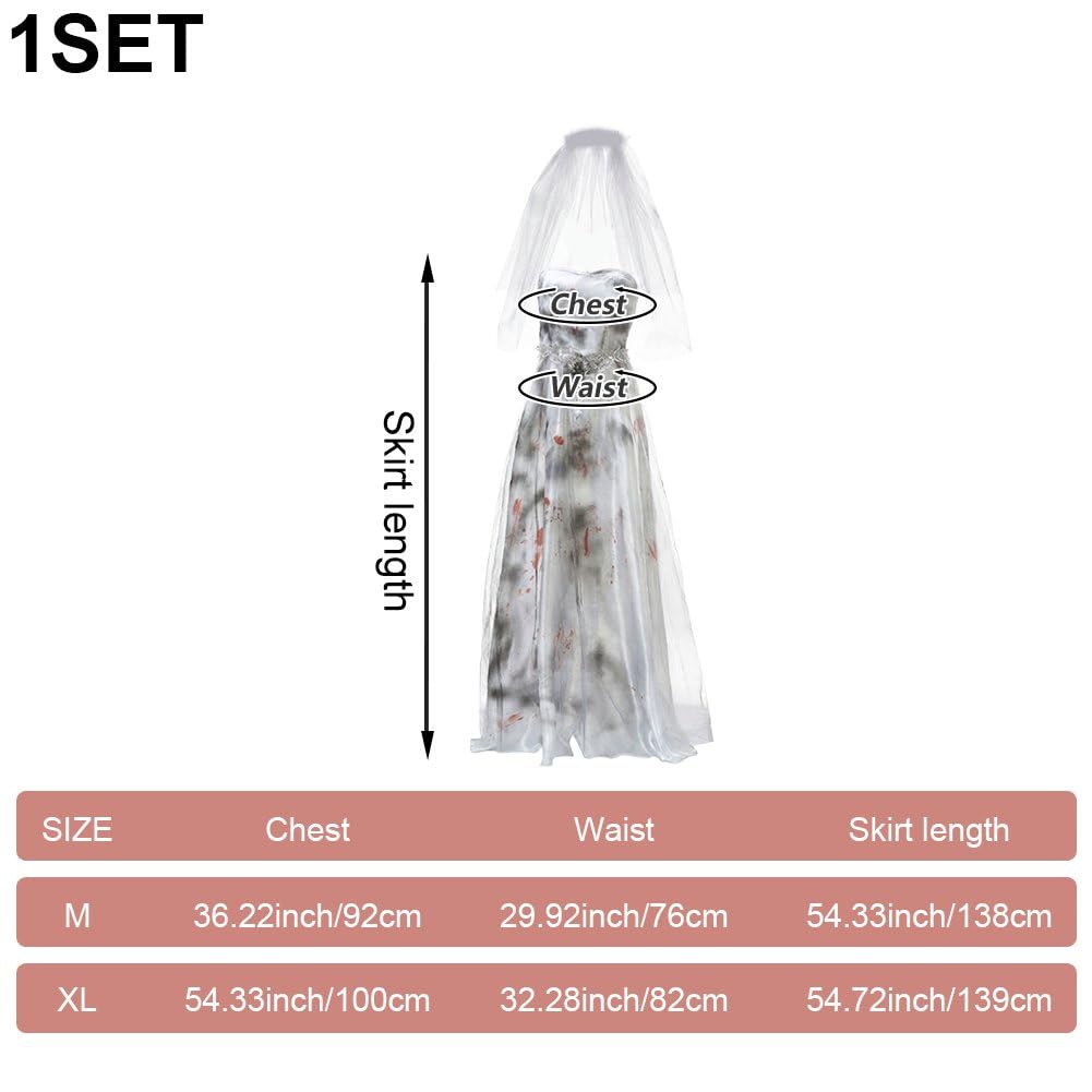 Halloween-kostüm Für Damen: Tote Braut, Geisterbraut-korsettkleid Und Schleier-Set, Cosplay-Outfit