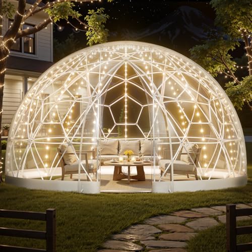 VEVOR Garden Dome Igloo, 15 x 9.5 ft Outdoor Clear Bubble Tent for 10-14 Person, Weatherproof Geodesic Dome Greenhouse with Window, PVC Igloo Tent for Backyard Patios Camping Party Wedding