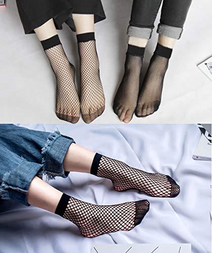 PENTA ANGEL 3 Pairs Women Black Lace Fishnet Socks Elastic Ankle High Dress Hollow Out Mesh Net Socks Tights for Summer Wear3