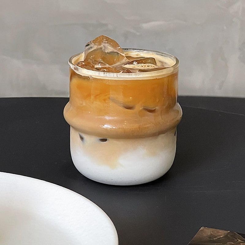 2 pcs Borosilicate Tumblers, Coffee Cup Milk Cup, Clear, 250ml, Heat Resistant Hot and Cold Water Drinking Jar U-yd image 5