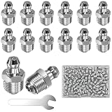 Amentalove 100 Stück Schmiernippel M10, Schmiernippel Sortiment Kit mit Gerade, Schmiernippel mit Schraubenschlüssel für Automotive, Schmierpressen, Hydraulik Fettnippel und Industriemaschinen