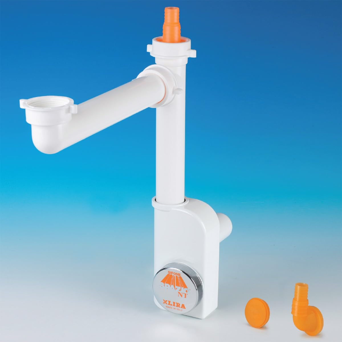 Siphon Lira Space 1 NT inspectable pour éviers de cuisine avec 1 baignoire blanc