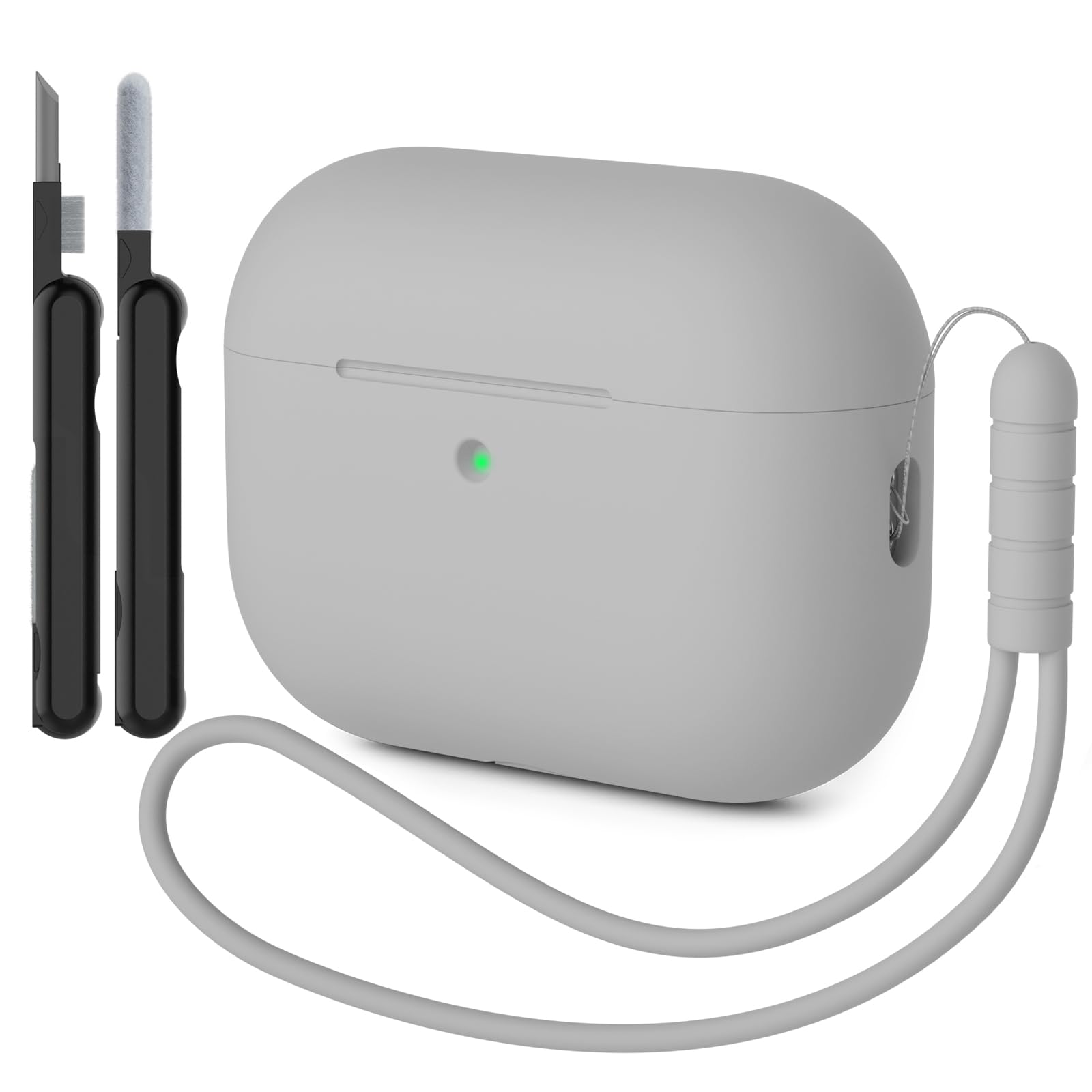 Funda para AirPods Pro 3 (2025) Case Cover, Anti-rasguños Fundas Protectora de Silicona Compatible con Airpods Pro 3.ª Generación con Kit de Limpieza e Lanyard de Silicona, Cloud Grey — view 12