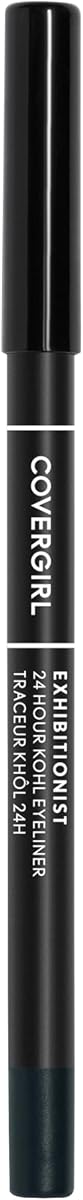COVERGIRL Exhibitionist Kohl Delineador de ojos de 24 horas, negro, delineador de ojos en gel, 0.04 onzas líquidas, delineador de ojos negro, delineador de ojos de larga duración, lápiz delineador de ojos en gel, se desliza, delineador de ojos impermeable