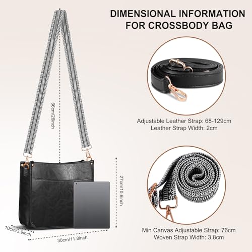 Crossbody Bags for Women, Vegan Leather Crossbody Purse with 2PCS Adjustable Strap, Trendy Handbags Shoulder Bag3