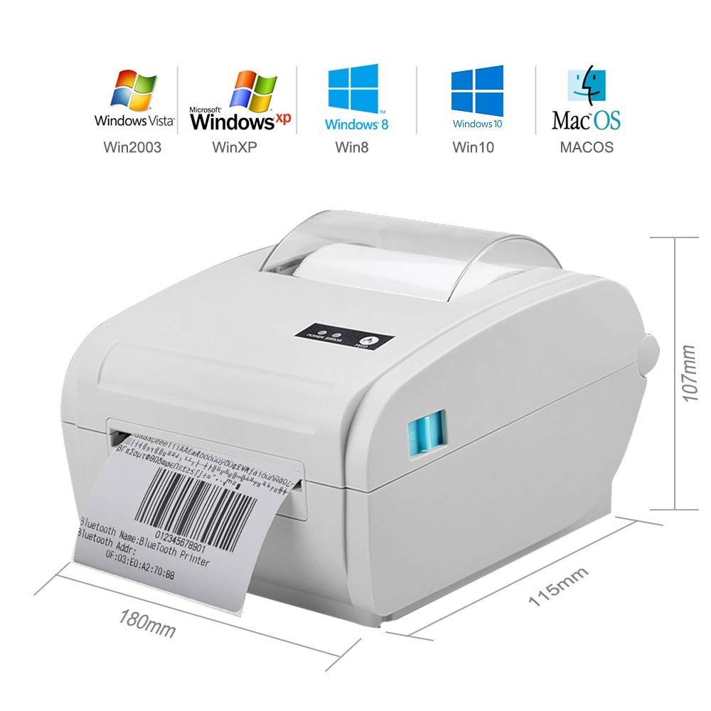 Stampante termica per etichette USB diretta da scrivania, larghezza 110 mm Largheza stampa ad alta velocità Larghezza regolabile per ristorante spedizione etichetta espressa compatibile Windows Mac