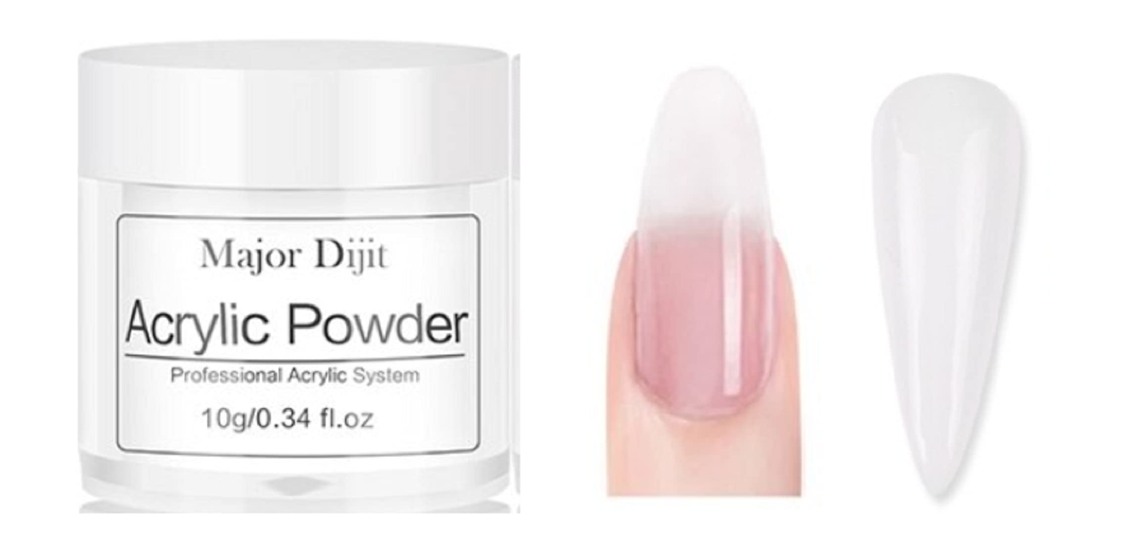 MAJOR DIJIT CLEAR 20 GM ACRYLIC POWDER For Nails Extensions Finger nail art Manicure Acryl gel Varnish hybrid UV Poly gel (CLEAR)-image-8
