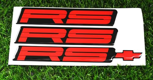 Image of Replacement for 82-92 Camaro RS Rocker Panel & Rear Bumper Emblem Set of 9192RSRED (Red)