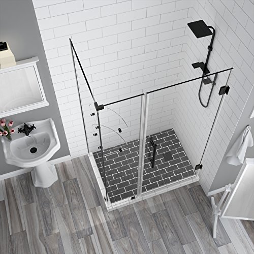 Aston Sen962Ez-Orb-482630-10 Bromley Gs Frameless Hinged Shower Enclosure With Starcast Clear Glass And Shelves, 47.25" To 48.25" X 30.375" X 72", Oil Rubbed Bronze #TOP1
