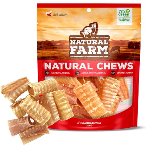 Petisco Natural para Cães Traqueia Bovina Desidratada 12 Unidades Ideal para Todos os Portes Ossinho Mastigável Saudável Pet