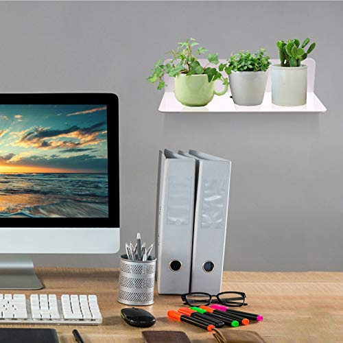 Drijvende wandplanken, 2 stuks zelfklevende plank met accessoires acryl kleine displayplanken zelfklevende displayplank… - Image 7