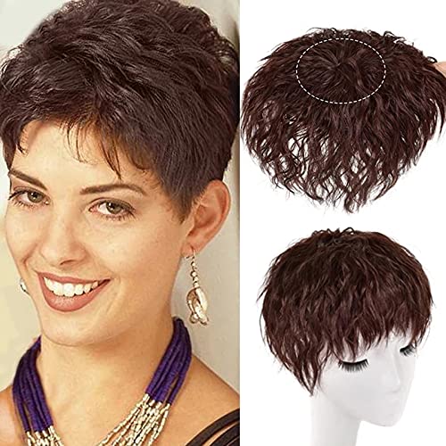 Short Curly Synthetic Hair Toppers Hairpieces For Women Blonde Black Brown Topper Cover Gray Hair Clip In Synthetic Hair Extensions High Temperture Fiber