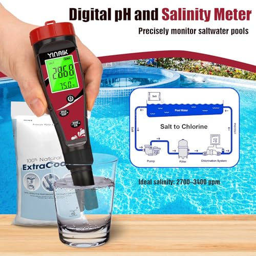 ph chlorine meter digital salinity ph tester for saltwater pool salt reader for fish tank koi pond tds test pen all in one ph cl salt orp ec tds temp monitor hydroponic ph conductivity ppm tester